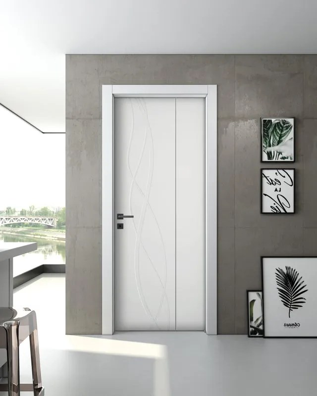 Porta interna pieghevole a libro asimmetrica Wonder in legno laccato colore bianco, L 70 x H 210 cm, apertura a destra