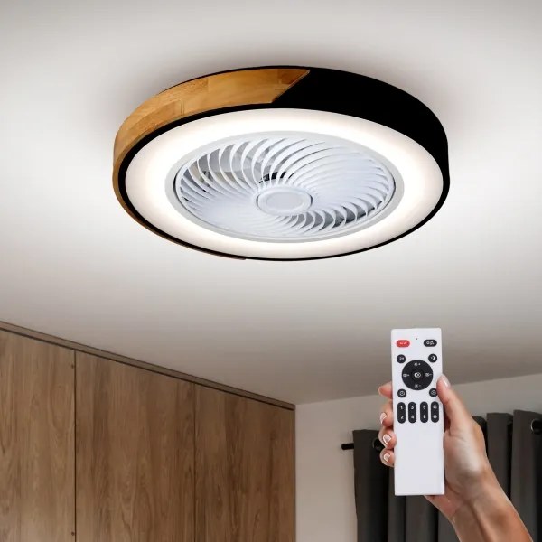 Brilagi-LED Dimmerabile lampada a LED con ventilatore LED/30W/230V 3000-6500K nero/rovere +telecomando
