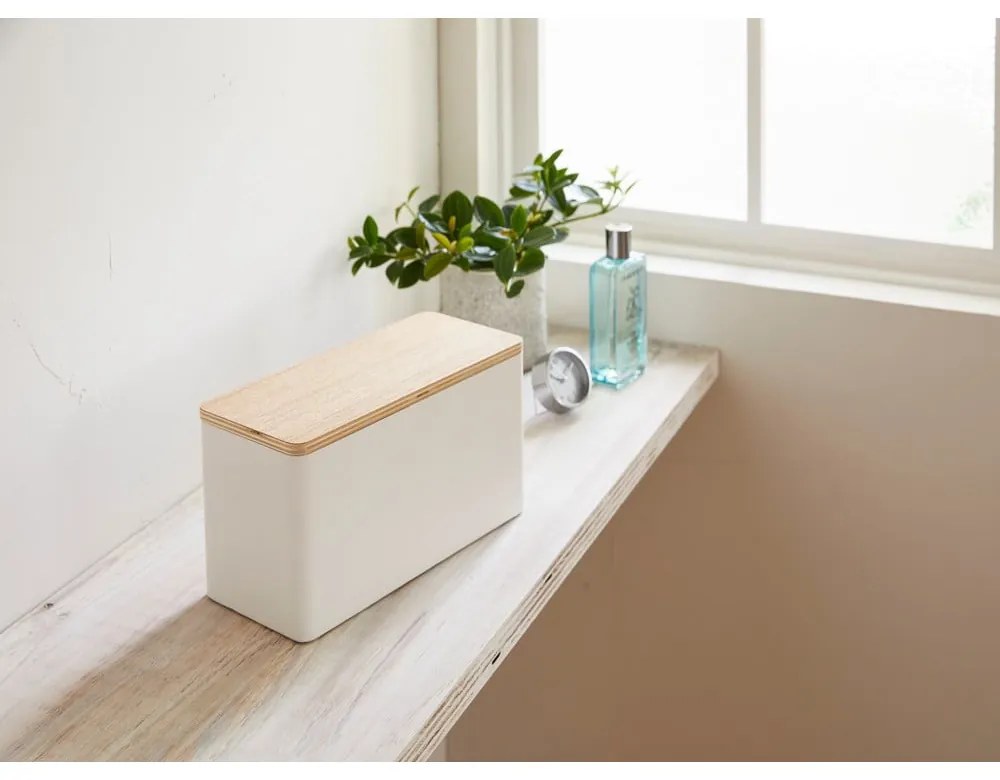 Organizer bianco con coperchio in compensato Yamazaki Rin - YAMAZAKI