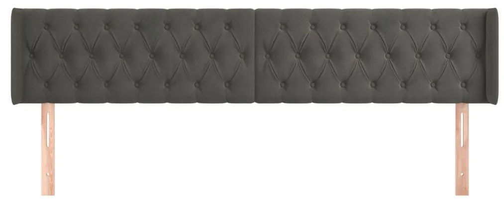 Testiera ad orecchio grigio scuro 183x16x78/88 cm in velluto
