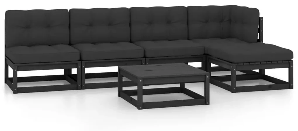 Set divani da giardino 6 pz con cuscini legno massello di pino