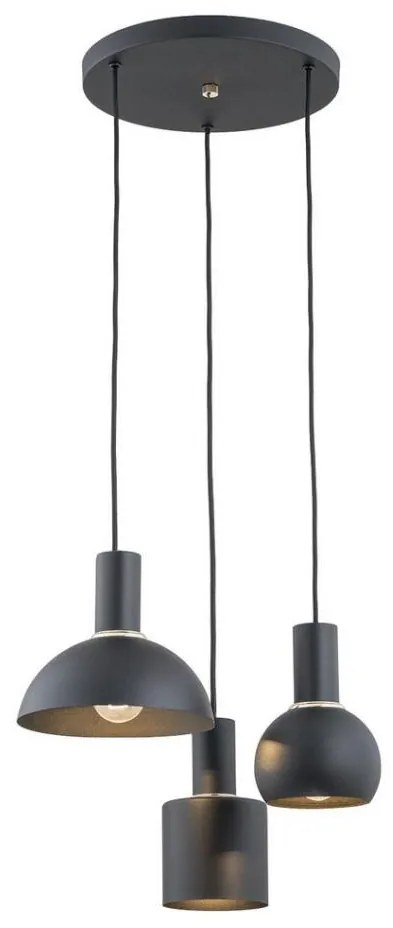 Argon 1472 - Lampadario a sospensione con filo SINES 3xE27/15W/230V nero