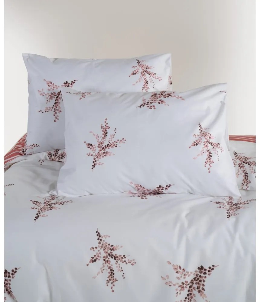 Set copripiumino e federa bianco/rosa in cotone renforcé per letto matrimoniale ed esteso 240x220 cm Breeze Floral – Mila Home Luxury