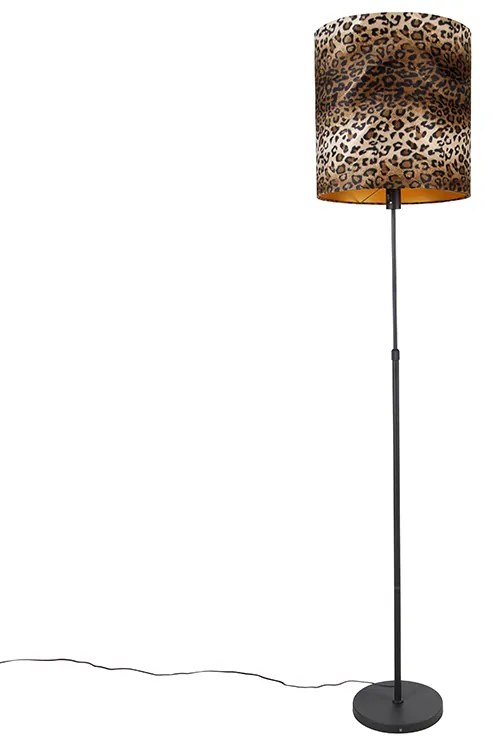 Lampada da terra con paralume nero a stampa leopardo 40 cm - Parte