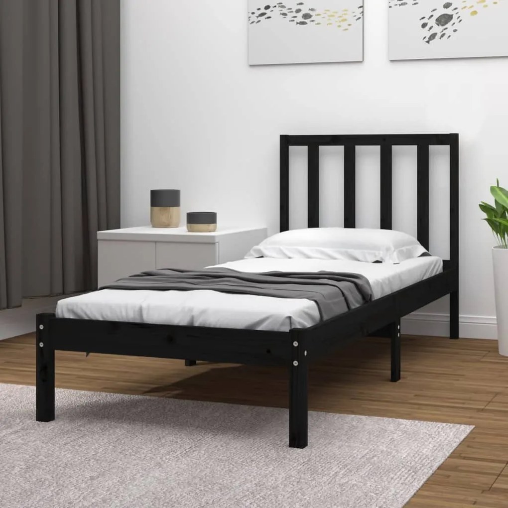 Giroletto İn Legno Massello Nero 75x190 Cm Small Single /