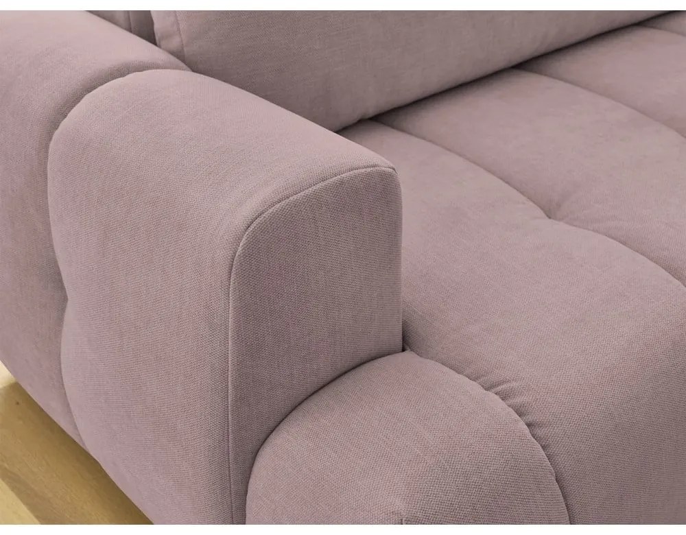 Divano angolare rosa allungabile e con contenitore (penisola a destra/a L) con rivestimento in ciniglia Fuji – Bobochic Paris