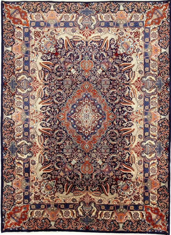 Kashmar Tappeto persiano 340 x 250 Blu (Iran) Annodato A Mano