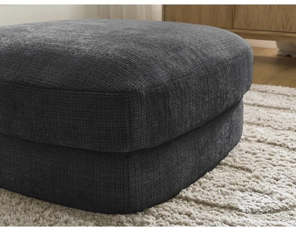 Poggiapiedi nero con rivestimento in ciniglia Leonore – Bobochic Paris