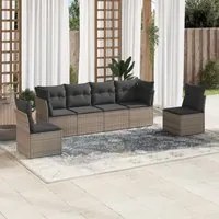 Set Divano da Giardino 6 pz con Cuscini Grigio in Polyrattan 3217370