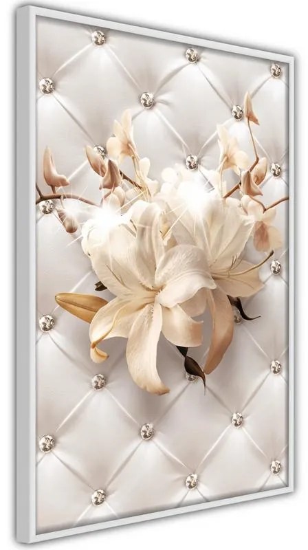 Poster  Lilies on Leather Upholstery  Cornice Quadri Cornice nera con pass-partout, Larghezza x Altezza Home decor 20x30