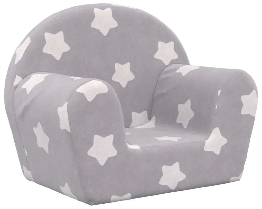 Divano per bambini grigio chiaro con stelle in morbido peluche