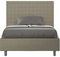 Letto matrimoniale francese con rete imbottito 140x210 similpelle cappuccino Sunny