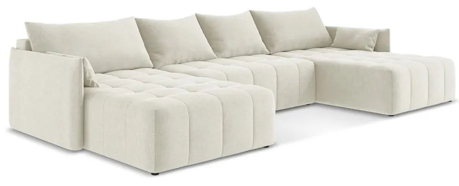 Divano angolare beige allungabile/con contenitore (a U) Moku – Makamii