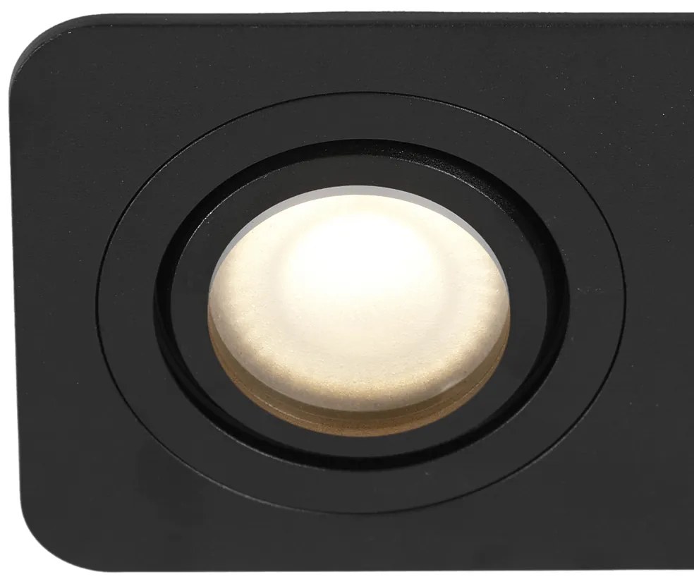 Set di 6 faretti da incasso arrotondati neri GU10 50mm orientabili e inclinabili IP44 2-luci - Alberto