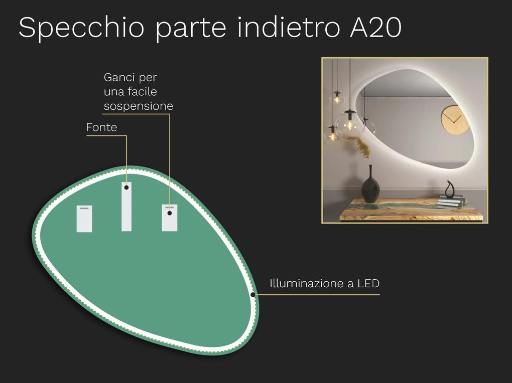 Specchio organico LED con illuminazione A20 55x47