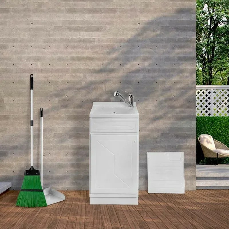 Mobile Lavatoio in Kit 45x60 cm con Vasca in Resina colore Bianco