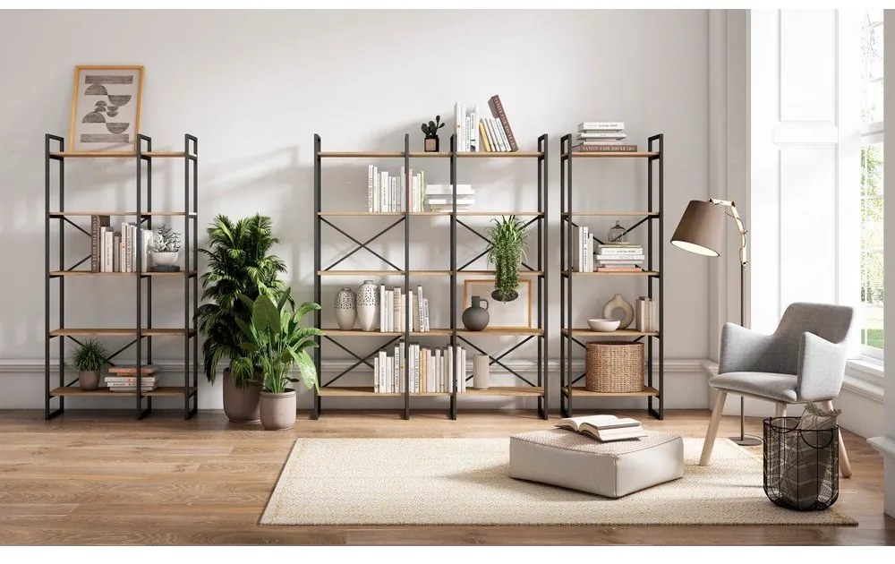 Scaffale in rovere nero/naturale 144x175 cm Dusan - Marckeric