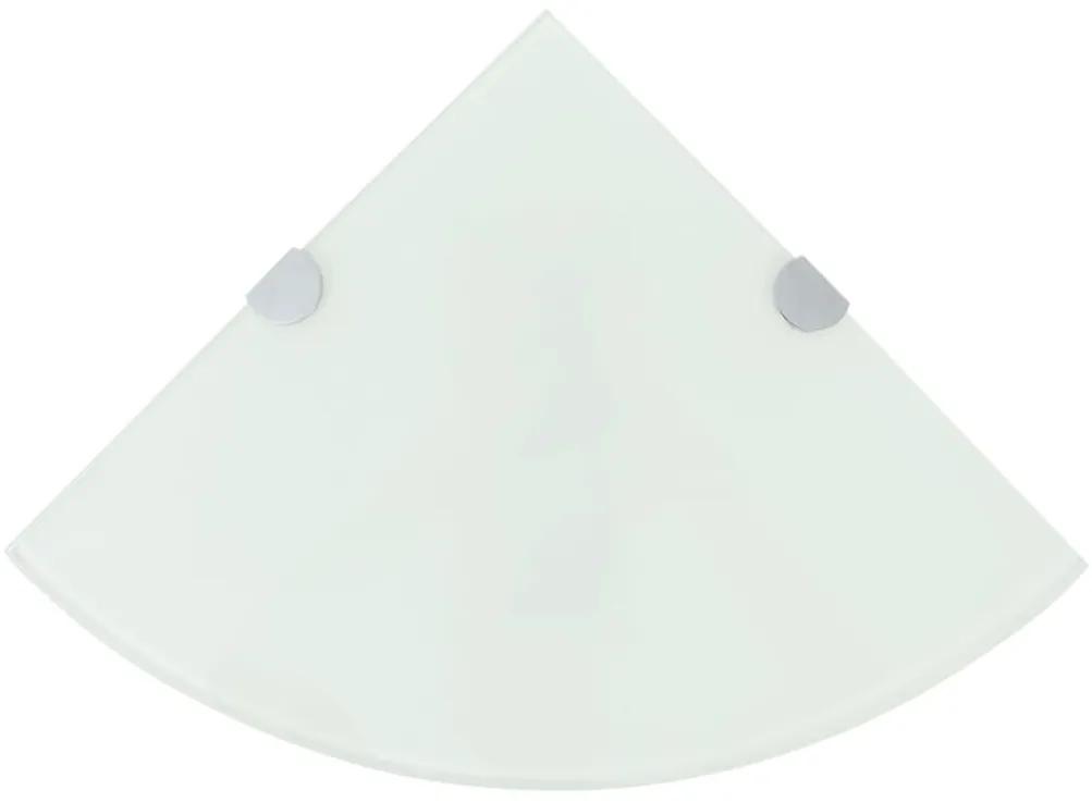 Scaffali angolari 2 pz supporti cromati e vetro bianco 35x35 cm