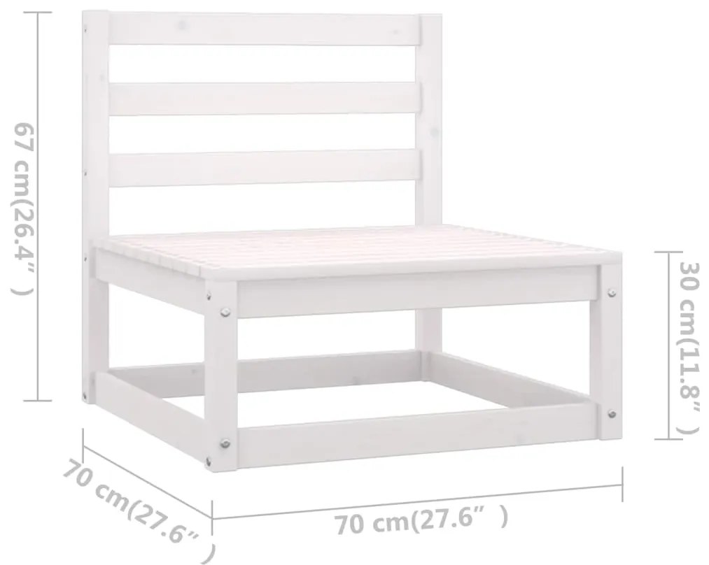 Set Divani da Giardino 6 pz Bianco in Legno Massello di Pino