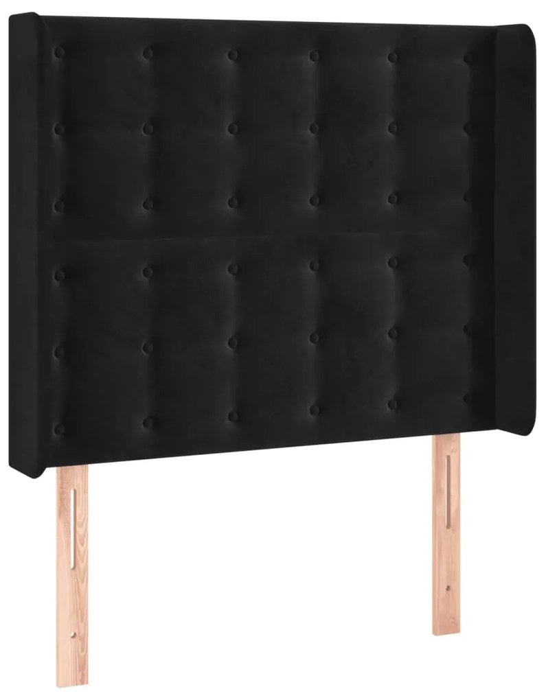 Testiera ad orecchio nera 93x16x118/128 cm in velluto