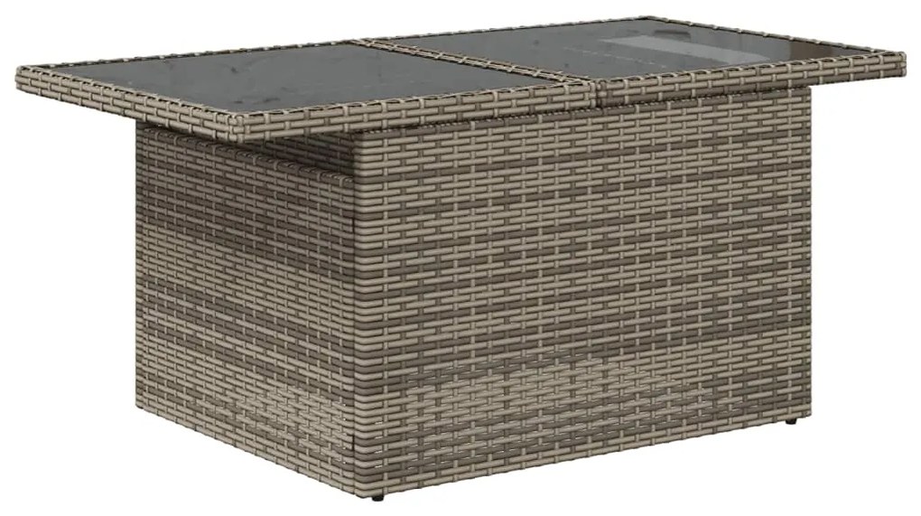 Set divani da giardino 2 pz con cuscini grigio polyrattan vetro