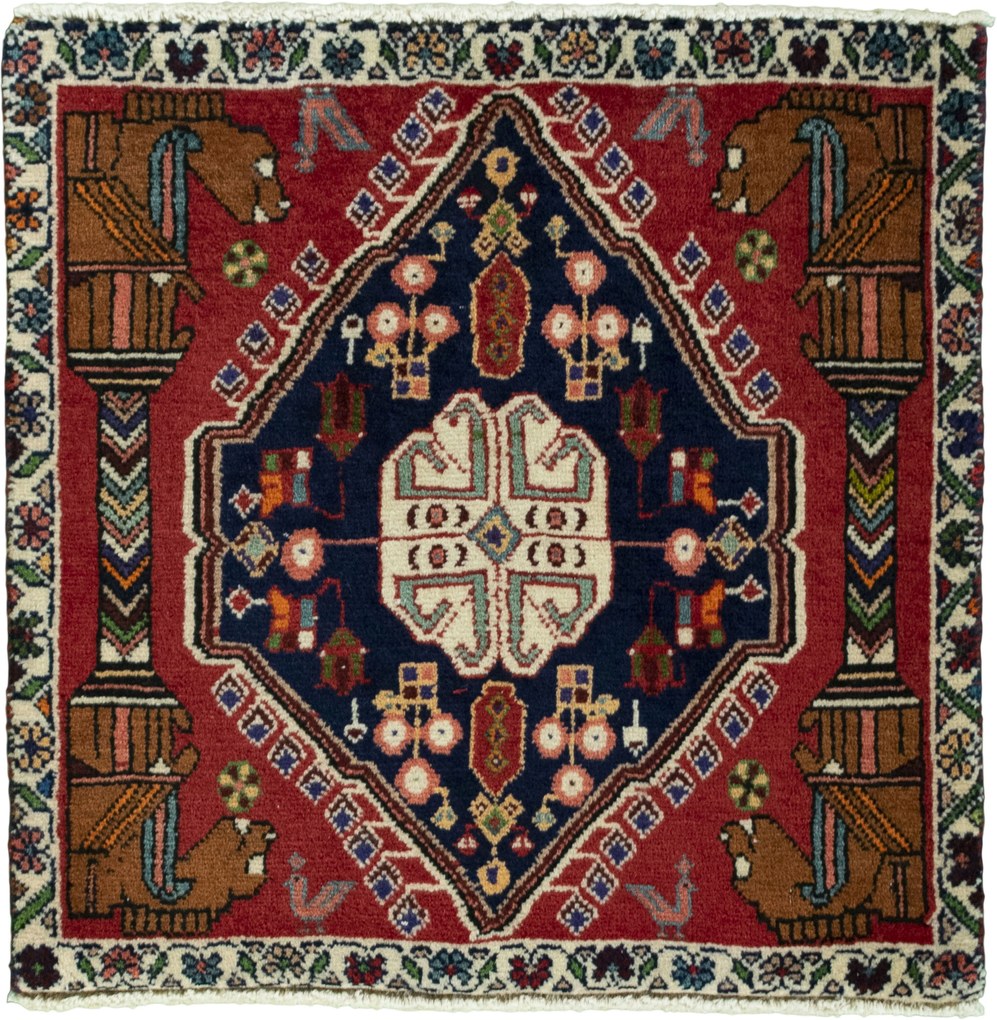 Shiraz Tappeto 60x60 Rosso (Iran) Annodato A Mano