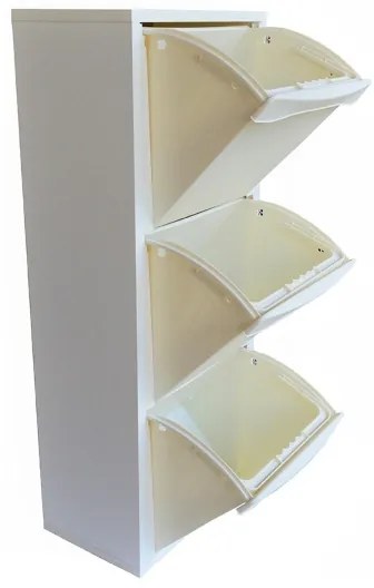 Mobile in legno per raccolta differenziata a 3 vani H101 cm BIANCO