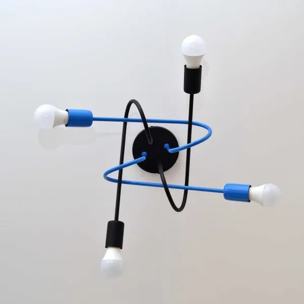 Lampadario a plafone OXFORD 4xE27/15W/230V nero/blu