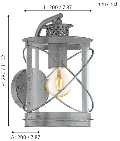 Eglo 94866 - Lampada da esterno HILBURN 1 1xE27/60W/230V