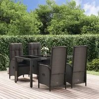 Set da Pranzo da Giardino 5 pz Nero con Cuscini in Polyrattancod mxl 76457