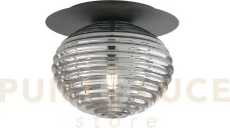 Plafoniera ripple nera 1 luce attacco e27 35x35x28cm in vetro soffi...
