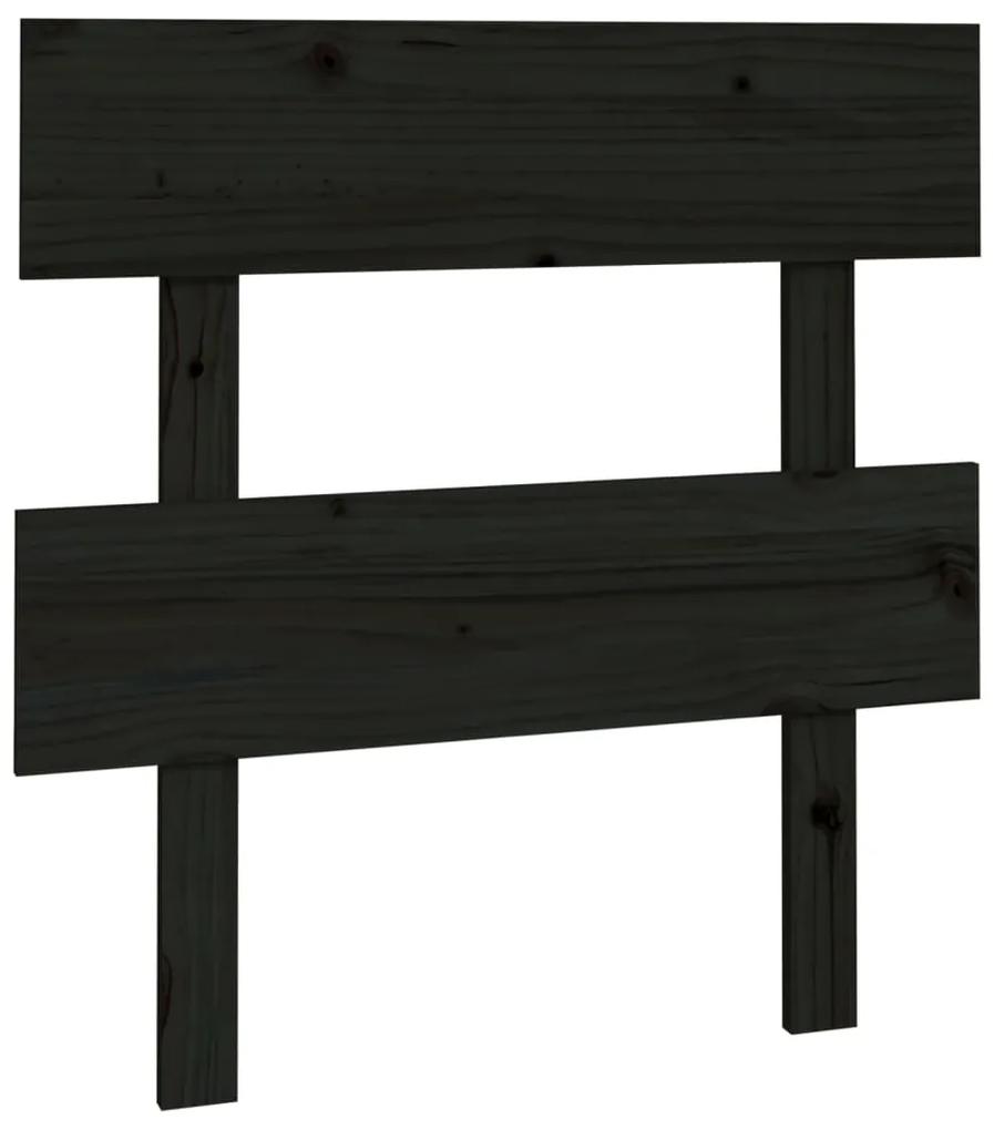 Testiera per letto nera 93,5x3x81cm in legno massello di pino