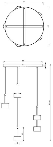 Lampadario su corda ARENA 5xGX53/11W/230V nero/oro
