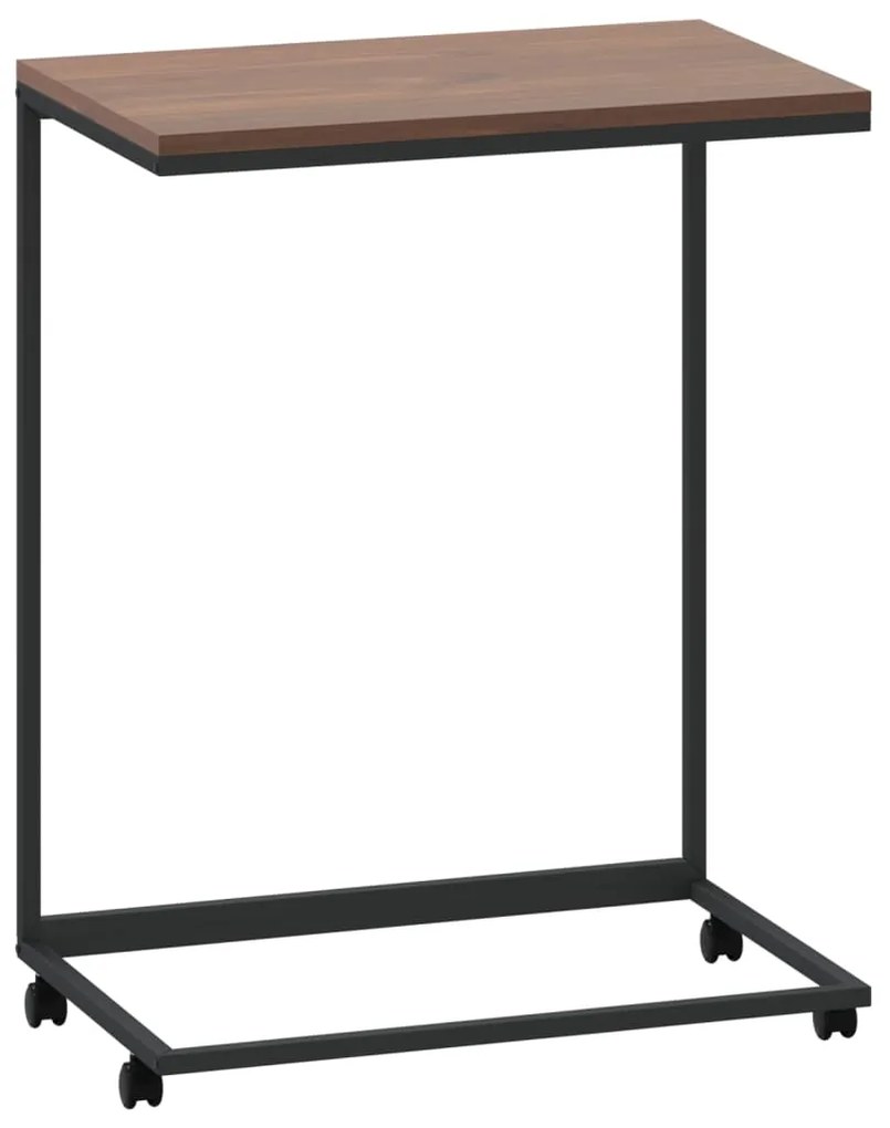 Tavolino con ruote nero 55x35x70 cm in legno multistrato