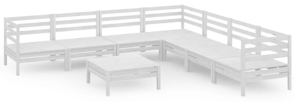 Set salotto da giardino 8 pz in legno massello di pino bianco