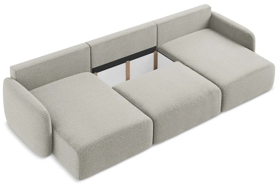 Divano angolare grigio chiaro allungabile/con contenitore Kalena – Makamii
