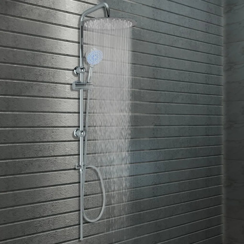 Set Per Doccia A Doppio Soffione Con Doccetta Acciaio Inox /