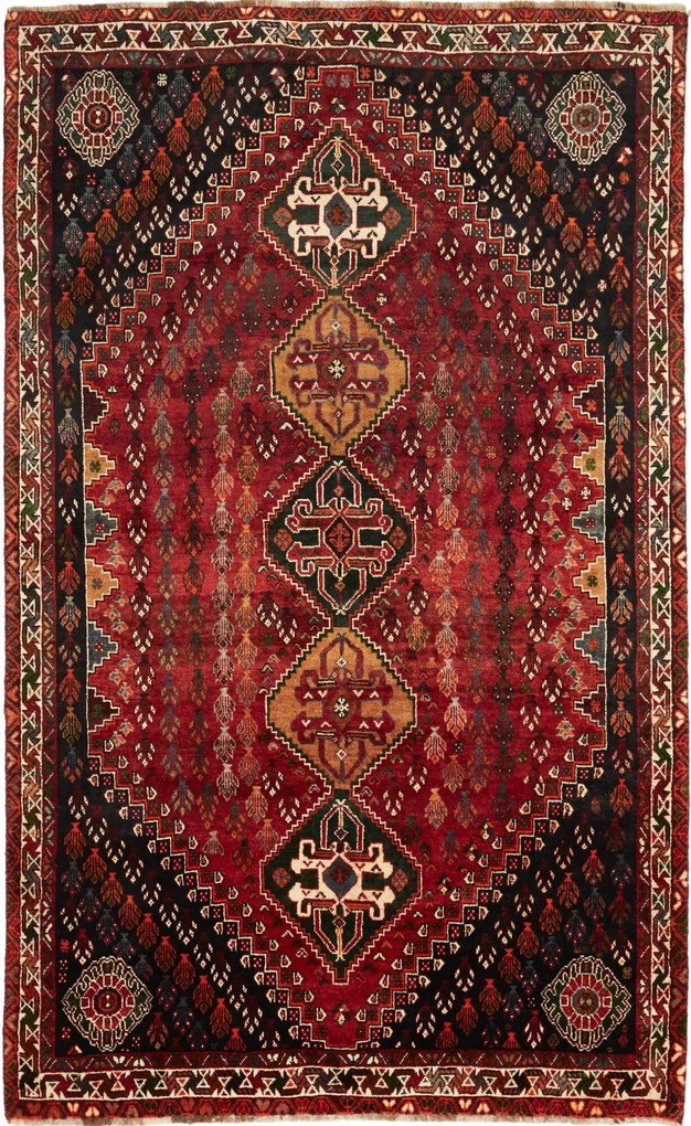 Shiraz Tappeto 170 x 270 Rosso (Iran) Annodato A Mano