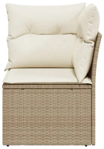 Divano Angolare da Giardino con Cuscini Beige in Polyrattan