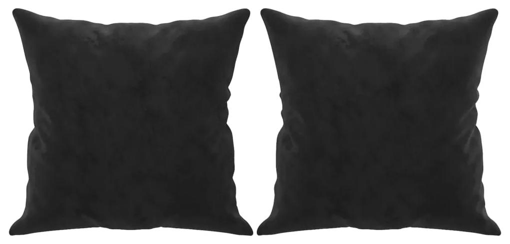 Divano a 2 posti con cuscini nero 120 cm in velluto