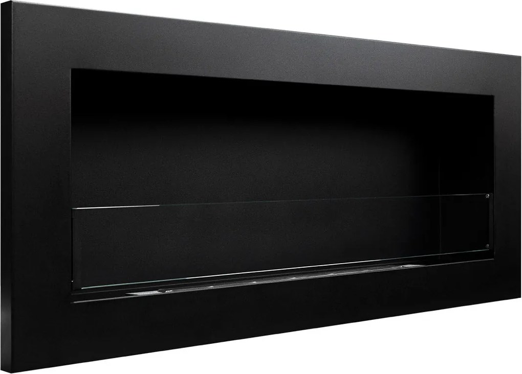 Camino a Bioetanolo da Parete 90x12x40 cm con Vetro in Acciaio Inox Nero...