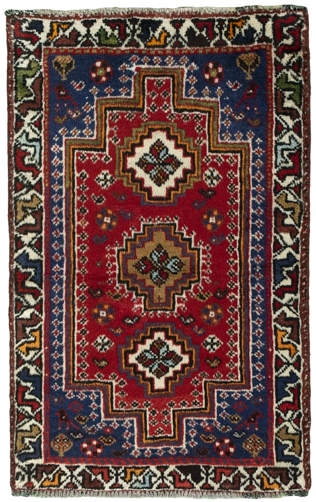 Shiraz Tappeto 100x60 Rosso (Iran) Annodato A Mano
