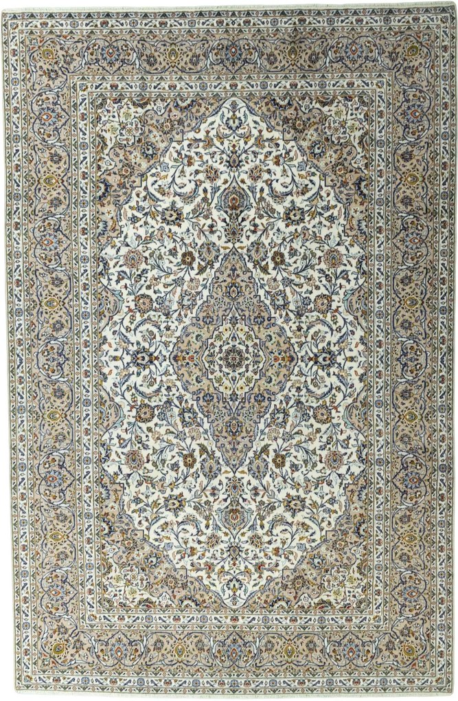 Kashan Tappeto persiano 380x250 Beige (Iran) Annodato A Mano