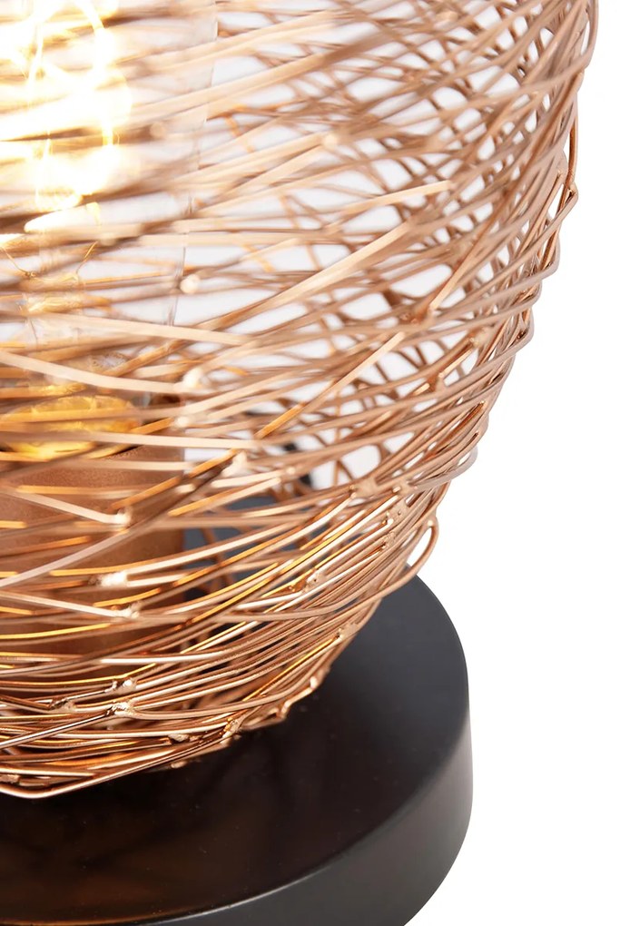 Lampada da tavolo di design rame con nero 30 cm - Sarella