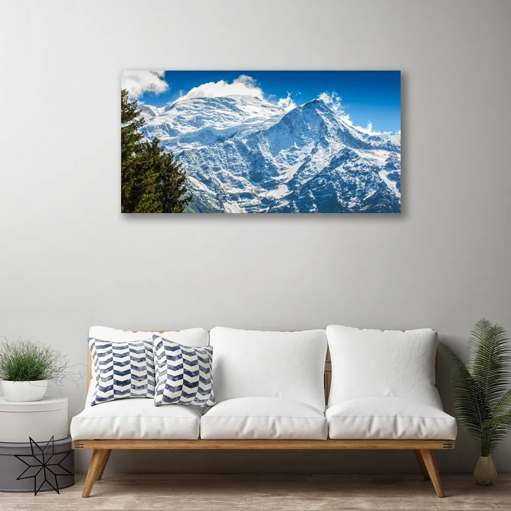 Quadro su tela Paesaggio dell'albero di montagna 100x50 cm