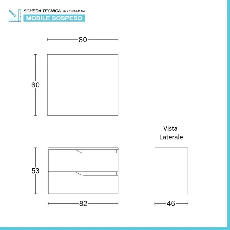 Composizione bagno sospesa 80cm in legno mdf tabacco e tortora Sumya