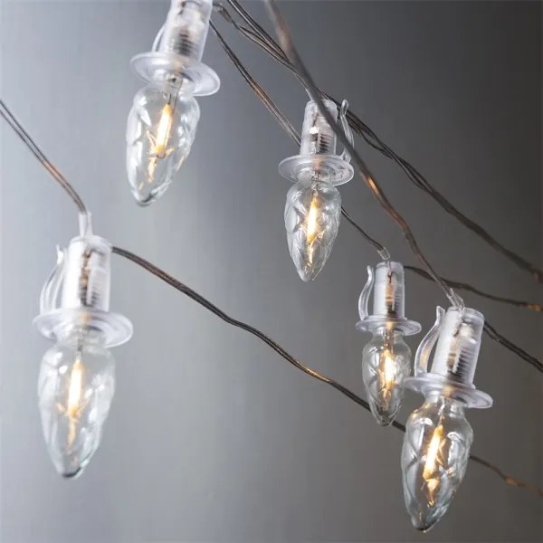 Catena LED da esterno espandibile CONE FILAMENT 20xE10 14m vetro trasparente/bianco caldo IP44