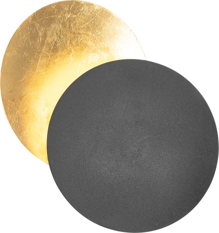 Lampada da parete intelligente nera con oro incl. WiFi G9 - Sunrise