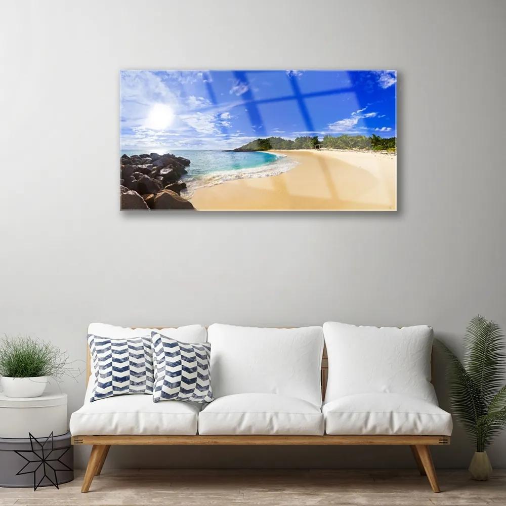 Quadro vetro acrilico Sole mare spiaggia paesaggio 100x50 cm