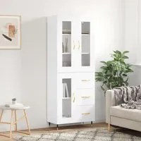 Credenza Bianco Lucido 69,5x34x180 cm in Legno Multistrato 3198579